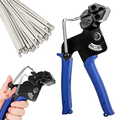 100x RVS Kabelbinders met Metalen Binderpistool - 300mm - Automatische Spanning en Snijfunctie