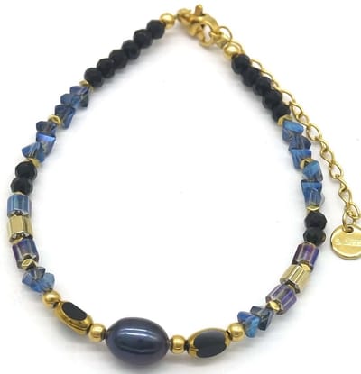 Armband Dames - Kralen en Steentjes - RVS - Verstelbaar 16-21 cm - Blauw