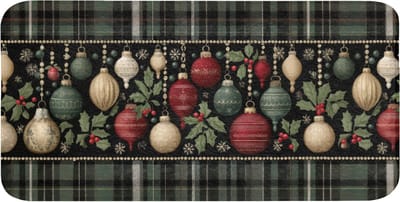 WC mat 120x60 cm - Antislip - Kerstballen - Rood - Hulsttakken - Patroon - Toiletmat - Vloermat - Douchemat - Toilet tapijt - Toiletmatten