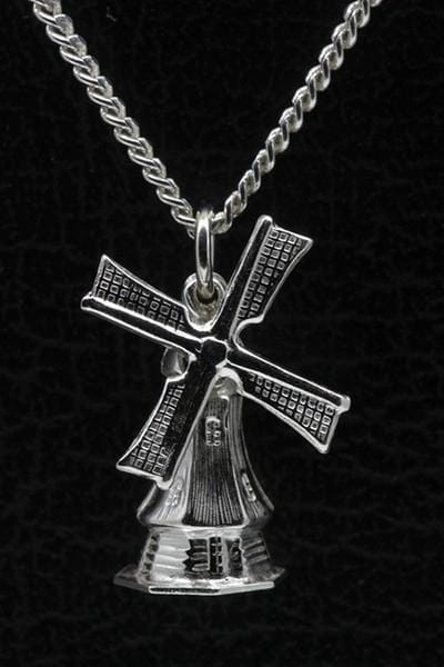 Zilveren Stellingmolen ketting hanger - achtkant klein
