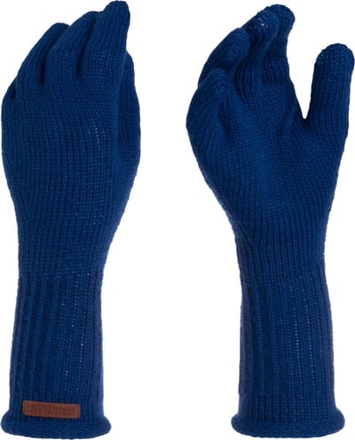 Knit Factory Lana Gebreide Dames Handschoenen - Gebreide winter handschoenen - Donkerblauwe handschoenen - Polswarmers - Kings Blue - One Size