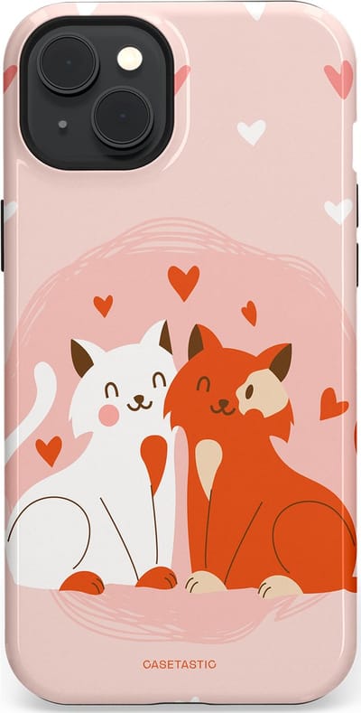 Casetastic Hoesje Geschikt voor Apple iPhone 15 Plus Magsafe - Stijlvolle Beschermende Duo-layer Case - Romantische Katten Liefde