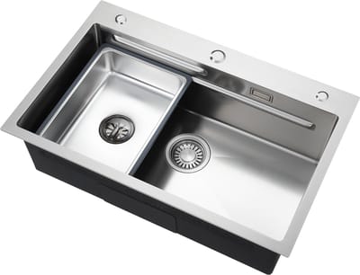 Cecipa Max Spoelbak keuken - 70×45 cm - RVS - Inclusief Ontdooiplaat & Binnenbak - Opbouw/Inbouw - Eenvoudige installatie - Nano Antibacterieel - Zilver