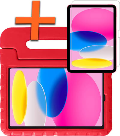 Hoesje - Geschikt voor Apple iPad 10 (2022) - 10.9 inch - 10e Generatie - Met Screenprotector - Kinderhoes Shockproof Bumper - Kidsproof Case - Tablet Hoes - Kinder Hoes Cover - Rood
