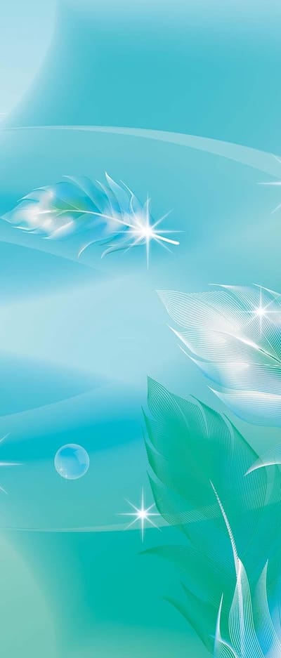 Fotobehang Blue Green Abstract Feathers | DEUR - 211cm x 90cm | 130g/m2 Vlies