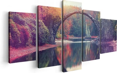 Artaza Canvas Schilderij Vijfluik Rakotz Brug In Duitsland In De Herfst - 100x50 - Foto Op Canvas - Canvas Print