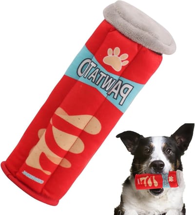 Hondenspeelgoed Aardappelchips - Piepend Speelgoed Hond - Interactief Spelen - Zacht Pluche Materiaal - 24 x 9 cm - Bruin