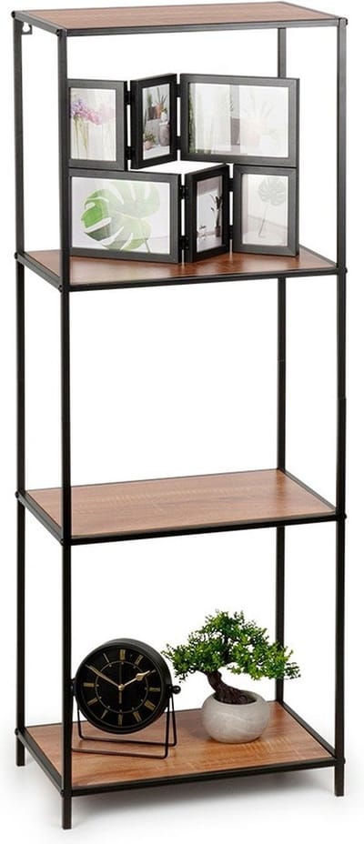 Stellingkast Metaal Zwart 46x30x130 cm - Boekenplank - Opbergrek