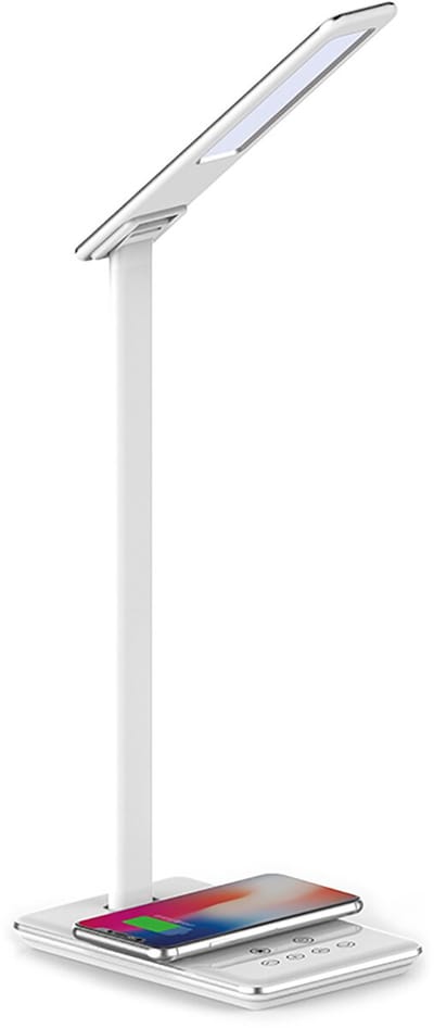 LED Bureaulamp - Braytron - 5W - Aanpasbare Lichtkleur CCT - Dimbaar - Qi Draadloze Oplaadfunctie - Wit