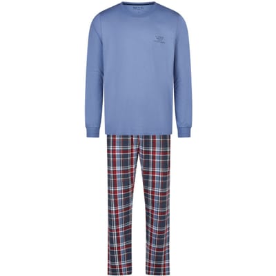 Phil & Co Essential Heren Pyjama Set Lang Blauw/Geruit - Maat M