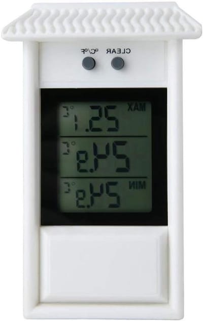 Max Min Thermometer - Temperatuurmeter Kas - Binnen Buiten Meten - IP45 Waterdicht - 132x80x30mm - Wit
