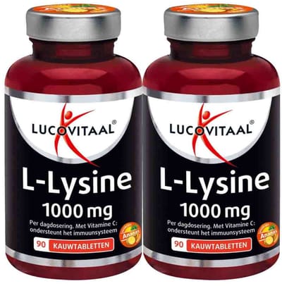 Lucovitaal L-Lysine 1000 mg - 2 x 90 kauwtabletten - Voordeelverpakking