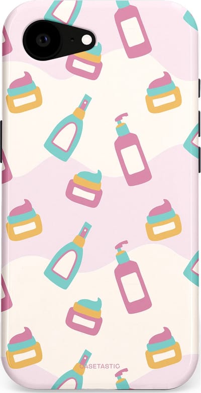 Casetastic Hoesje Geschikt voor Apple iPhone 16e Magsafe - Stijlvolle Beschermende Duo-layer Case - Bubbels & Borstels - Clean Girl - Makeup