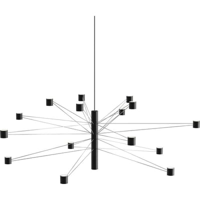 kdln LED hanglamp POLAR 15.3, Ø 124 cm, zwart, 15-lichts, dimbaar