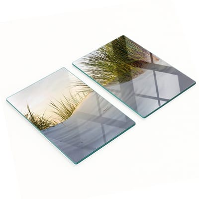 Keukenplanken van gehard glas met afbeelding van duinen aan zee, 2x40x52 cm