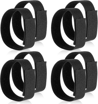 Fietsclipbroekbanden - 8 stuks - Met Klittenband - Bandjes - Broekklemmen - Broekklem Fiets Vrouwen - Zeer elastische fietsclipstrips - 40*2.5cm - Zwart