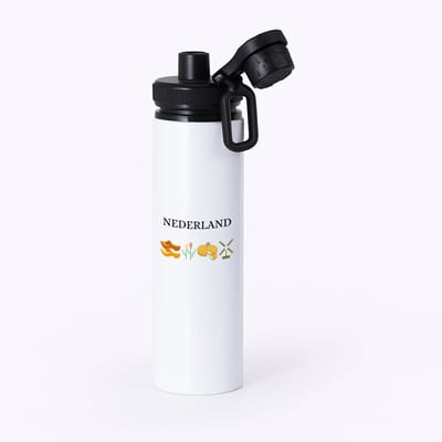 Hacebo® - Nederland waterfles met draaidop zwart - Amsterdam - toeristen Nederlanders - Rood wit blauw - Holland - cadeau - kado - water fles - 850ML