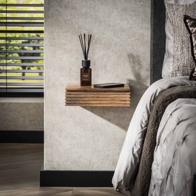 PS-Collection PS-Collection Layer Set van 2 Nachtkastjes 1 Lade Naturel - Acaciahout - 30x25x8 cm - nachtkastje, nachtkastjes, nachtkastjes industrieel, nachtkastjes modern, nachtkastje zwevend