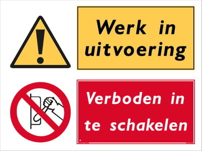 Werk in uitvoering bord - Verboden in te schakelen - Forex - 30 x 40 cm