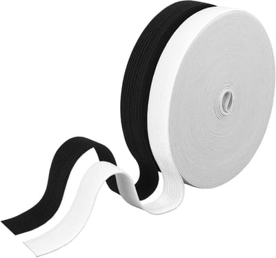 Set van 2 Elastische Banden in Zwart en Wit voor Naaiwerk en DIY Creaties - 1000 cm x 1.5 cm
