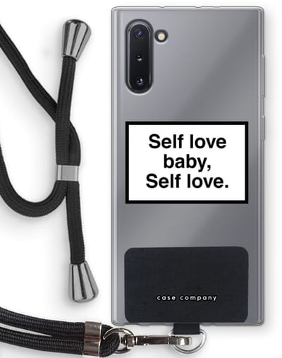Hoesje met koord geschikt voor Samsung Galaxy Note 10 hoesje met Koord - Self love - Telefoonhoesje met Zwart Koord - Bescherming aan alle Kanten en Over de Schermrand