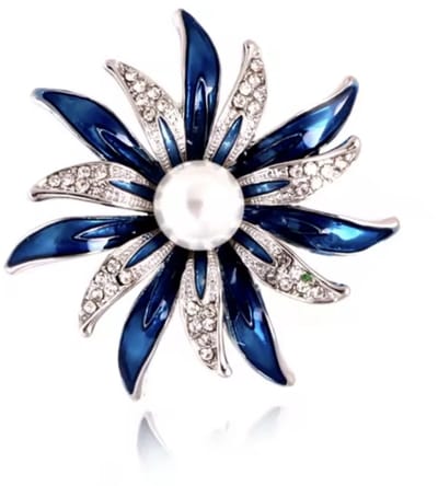 Broche blauwe bloem - Charme Bijoux