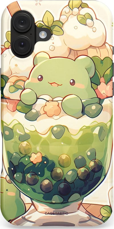 Casetastic hoesje geschikt voor Apple iPhone 16 Plus - MagSafe - Dubbellaagse bescherming - Zoet Dessert Patroon - Fashion Case - Crème Saliegroen Perzik