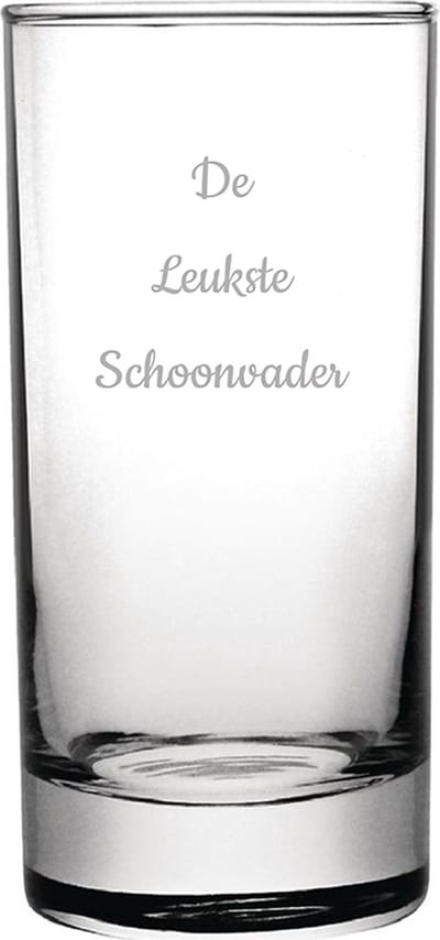 Gegraveerde longdrinkglas 28,5cl De Leukste Schoonvader