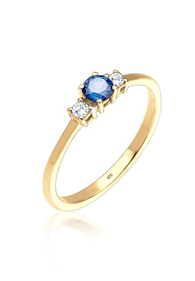 Elli - Ring - Dames Verloving Klassiek met Synthetische Saffier en Zirkonia Kristallen in 925 Sterling Zilver - Dames