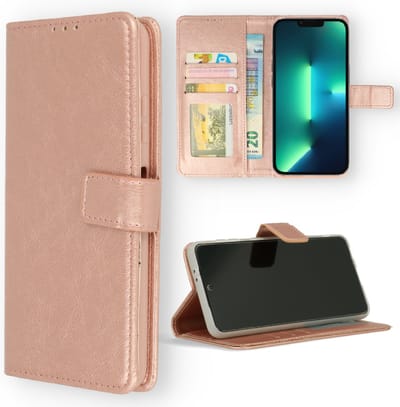 Casemania Hoesje Geschikt voor Apple iPhone 14 Rosegoud - Portemonnee Book Case - Kaarthouder & Magneetlipje