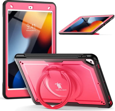 Turtle Shift Hoes - Geschikt voor iPad 9 / iPad 8 / iPad 7 - Hoes met screen protector - Uitklapbare standaard - 10.2 inch (2021/2020/2019) - Roze