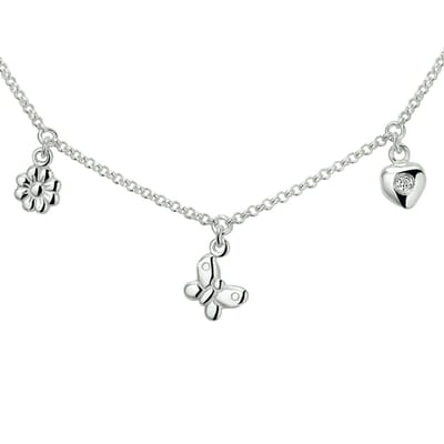 Bedelketting met 3 bedeltjes - 925 Sterling Zilver