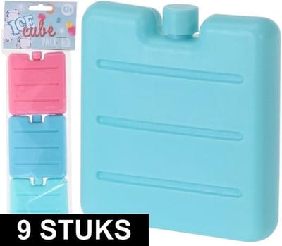 9x Gekleurde mini koelelementen mint/roze/blauw - Kleine koelelementen 7 x 1 x 8 cm 9 stuks