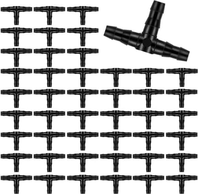 Ronte - Prikkeldraad Connectoren Druppelirrigatie 100 stuks, Universele T-stuk Pijp voor 1/4" Druppelslang, Tuinsysteem Bewatering