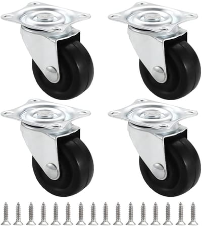 Set van 4 meubelwielen van 1 inch met schroeven, zware belasting, ideaal voor tafels en transport, mini vlakke wielen