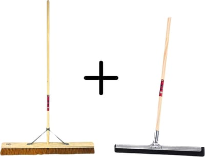 Synx Tools Coco Binnenbezem 90cm + Vloertrekker 35cm met Steel 120cm - Zaalveger – Vloerreiniger – Extra breed - Zachte bezem kokos met steel 160cm