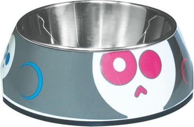 Hagen Dog-It Eetbak 2-in-1 Melamine-RVS - Small - 350 ml - Electric Skulls