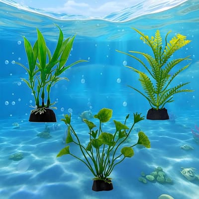 SnelShoppen - 3 Stuks Kleine Plastic Aquariumplanten - Realistische Kunststof Aquariumdecoratie - Groene Neppflanten Voor Aquaria - Dierenvriendelijk