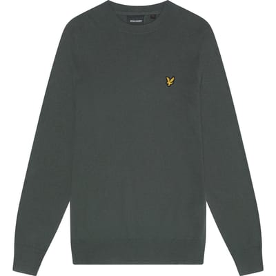 Lyle & Scott katoenen merino trui met ronde hals - diepgroen