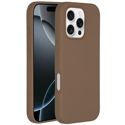 Accezz Hoesje - Geschikt voor Apple iPhone 16 Pro Max - Liquid Silicone Backcover geschikt voor MagSafe - Lichtbruin