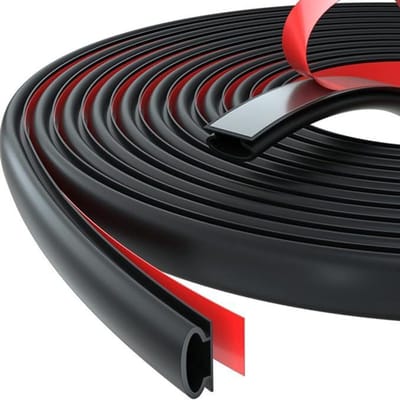 Deurafdichtingstape, zelfklevende, flexibele afdichtingsstrip voor deurkozijnen, rubberen afdichtingsstrip, waterdicht, raamafdichtingsstrip, afdichtingsstrip, rubberen afdichtingsstrip voor deuren en ramen (zwart, 6 meter).
