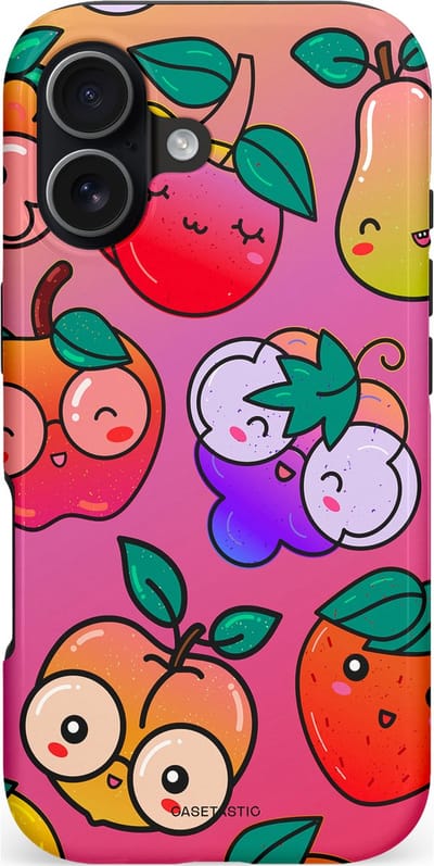 Casetastic hoesje geschikt voor Apple iPhone 17 - MagSafe - Dubbellaagse bescherming - Fruitige Grapjes - Fashion Case - Koraal Roze Perzik Goud