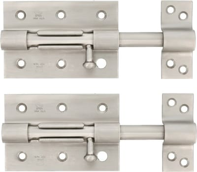 AMIG schuifslot/plaatgrendel - 2x - staal - 7cm - mat rvs - incl schroeven - deur - raam - geschikt voor hangslot (niet inbegrepen)