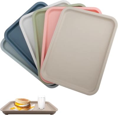 Dienbladen kunststof rechthoekig dienblad 31 x 23 cm dienblad antislip koffiedienblad keukendienblad serveerplaten voor keuken, café, hotel (6 kleuren)