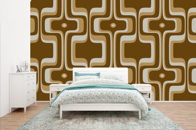 Behang - Fotobehang Retro - Design - Bruin - Breedte 400 cm x hoogte 240 cm