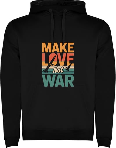 Zwarte Hoodie Make Love not War - Geef Liefde maak geen Oorlog Maat M