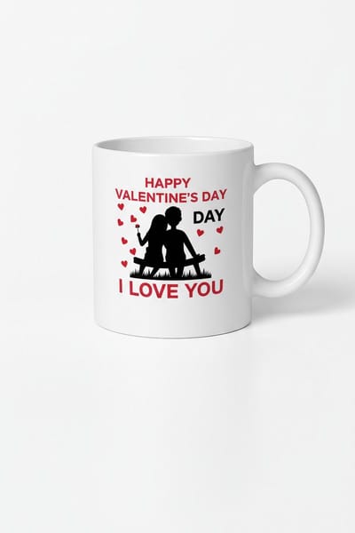 Valentijnsdag Mok Happy Valentine's Day I Love You - Romantisch Cadeau voor Stel & Liefdesmok met Hartjes
