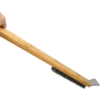 Pizzaovenborstel Houten Handvat Grillschraper Huishoudelijke Schoonmaakborstel Pizzagereedschap Voor Ovenreiniger beige