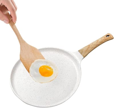 Pannenkoekenpan Inductie - Koekenpan - Ontbijt Bakken - Antiaanbaklaag - 24 cm - Wit
