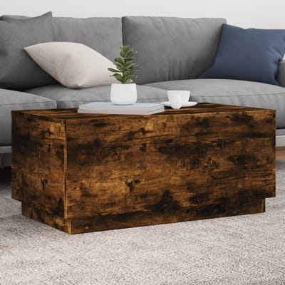 vidaXL - Salontafel - met - LED-verlichting - 90x50x40 - cm - gerookt - eikenkleurig
